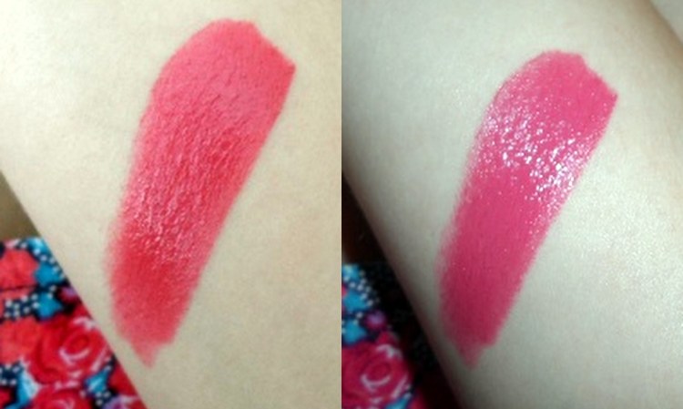 Shiseido Rouge Perfect in Ballet (RS347) shot without and with flash.