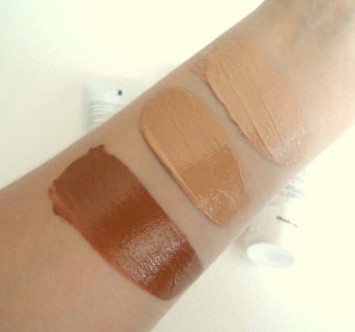 From left to right; Shade 03, 02 and 01.