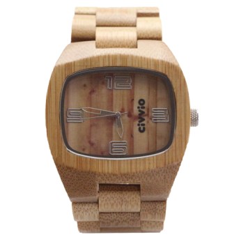 Civvio carbonised bamboo square watch