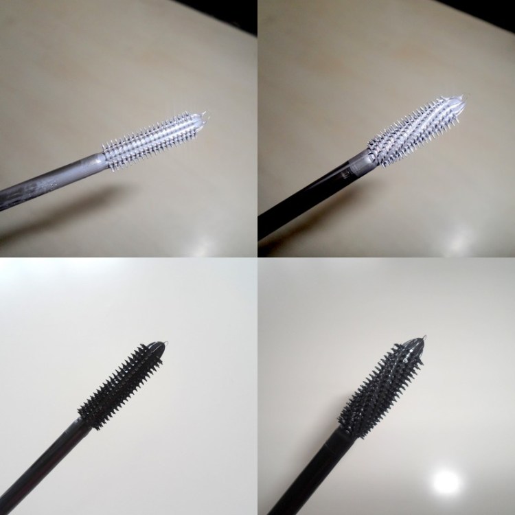 Straight on the left, twisted on the right. Shot with flash up top and without down below.