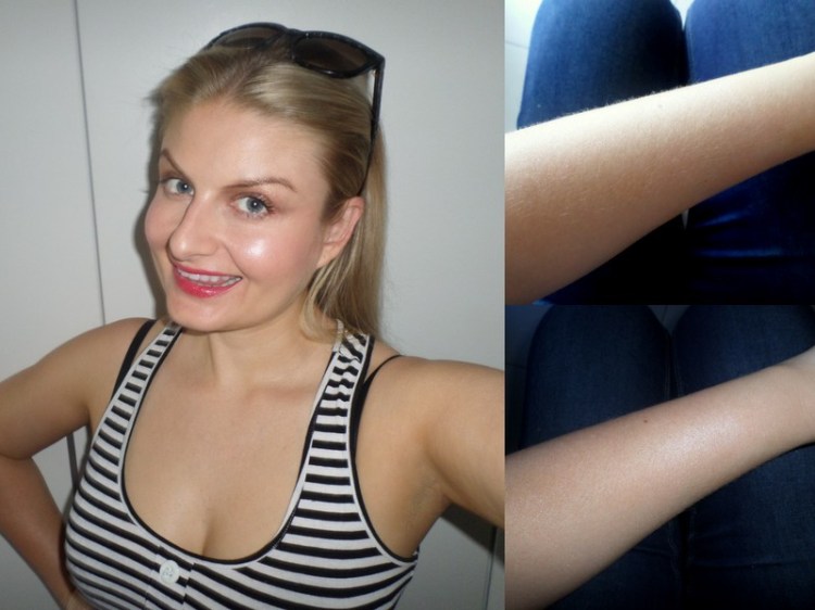 'Oh you know, just hanging around being tan...' (My arm up top sans flash and with it below. With flash you'll see the sparkle in the body lotion. 'Oh you know, just hanging around being tan...' (My arm up top sans flash and with it below. With flash you'll see the sparkle in the body lotion.