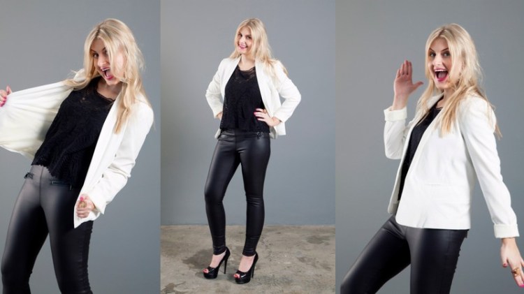 Add a black, quilted, gold chain handsakkie to this and you're all set.