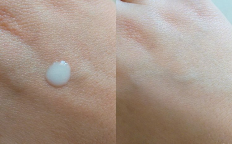 Serum droplet on the left and then rubbed in on the right. Note the difference?