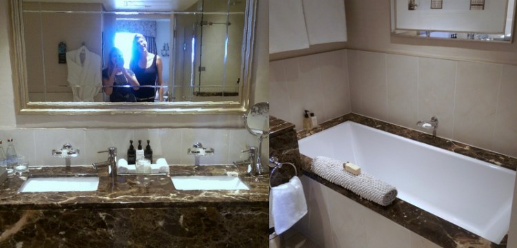 There was a big glass shower in here too.