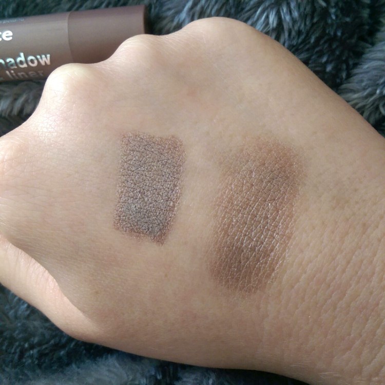 Swatched on the left, blended on the right.