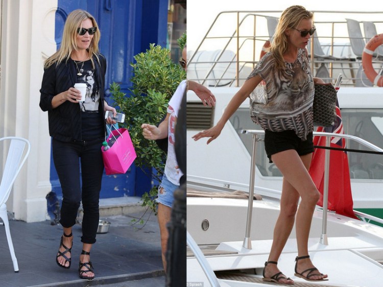 Miss Moss rocking two of her seemingly ten million pairs of K Jacques sandals.