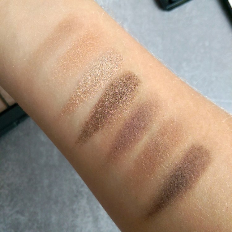 You'll see the palest shade has zero pigment pay off. The first one that's visible is second from the left.